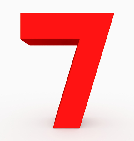 number 7 3d cubic red isolated on white - 3d rendering