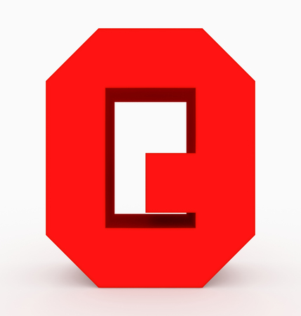 letter Q 3d cubic red isolated on white - 3d renderingの写真素材
