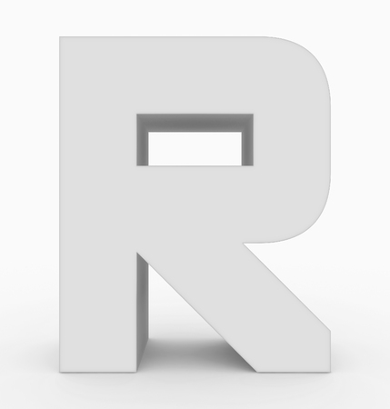 letter R 3d cubic rounded white isolated on white - 3d renderingの写真素材
