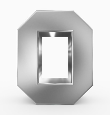 letter O 3d cubic silver isolated on white - 3d renderingの写真素材
