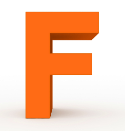 letter F 3d clean orange isolated on white - 3d renderingの写真素材