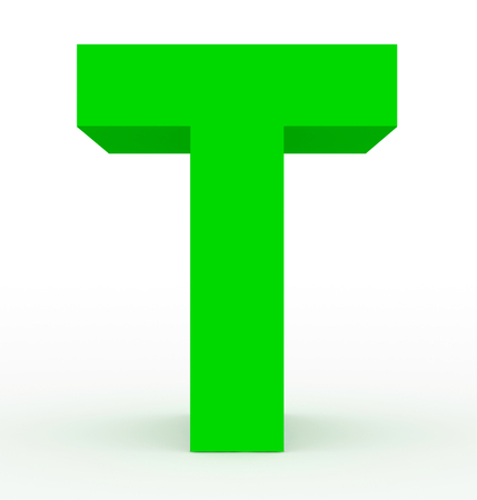 letter T 3d green isolated on white - 3d renderingの写真素材