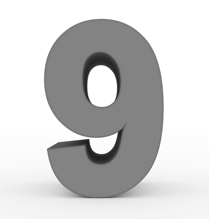 number 9 3d clean gray isolated on white - 3d renderingの写真素材
