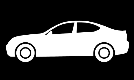 Car symbol icon - white, 2d, isolated - vector illustrationのイラスト素材