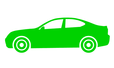 Car symbol icon - green, 2d, isolated - vector illustrationのイラスト素材