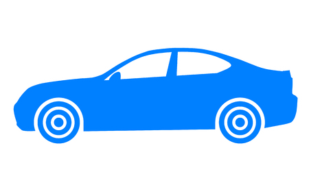 Car symbol icon - blue, 2d, isolated - vector illustrationのイラスト素材