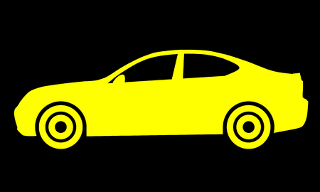 Car symbol icon - yellow, 2d, isolated - vector illustrationのイラスト素材