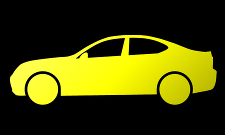 Car symbol icon - yellow gradient, 2d, isolated - vector illustrationのイラスト素材