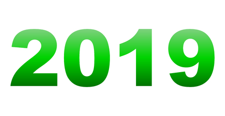 year 2019 - green gradient, isolated numbers - vector illustrationのイラスト素材