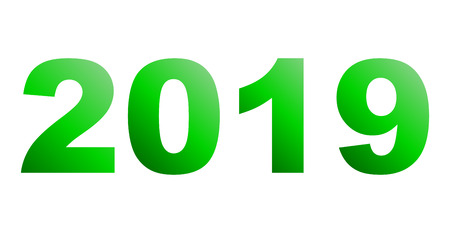 year 2019 - green gradient, isolated numbers - vector illustrationのイラスト素材