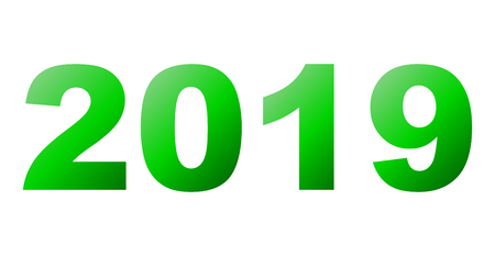 year 2019 - green gradient, isolated numbers - vector illustrationのイラスト素材
