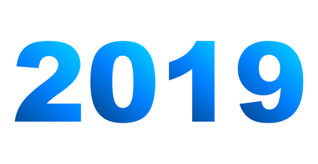 year 2019 - blue gradient, isolated numbers - vector illustrationのイラスト素材