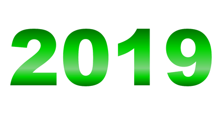 year 2019 - green gradient reflection, isolated numbers - vector illustrationのイラスト素材