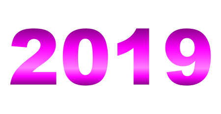year 2019 - purple gradient reflection, isolated numbers - vector illustrationのイラスト素材