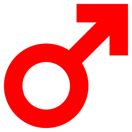 Male symbol icon - red simple thick, isolated - vector illustrationのイラスト素材