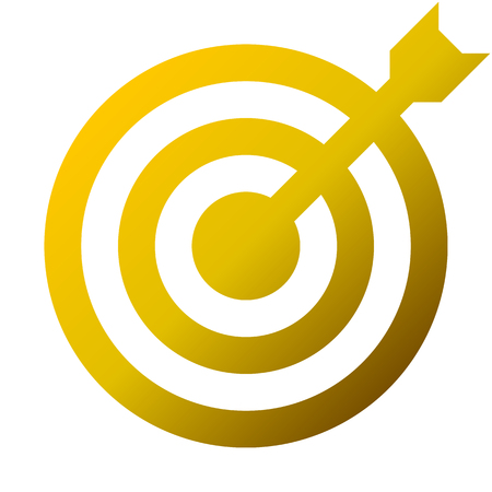 Target sign - golden gradient transparent with dart, isolated - vector illustrationのイラスト素材