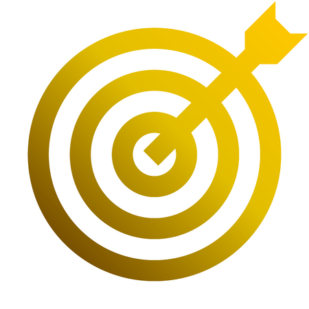 Target sign - golden gradient transparent with dart, isolated - vector illustrationのイラスト素材