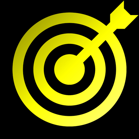 Target sign - yellow gradient transparent with dart, isolated - vector illustrationのイラスト素材