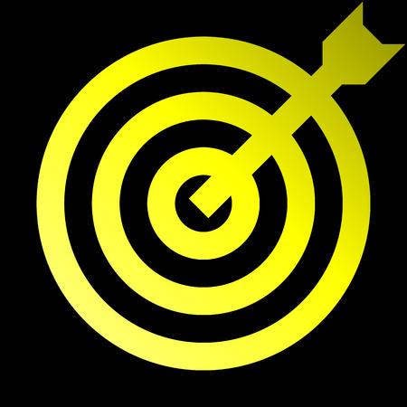 Target sign - yellow gradient transparent with dart, isolated - vector illustrationのイラスト素材