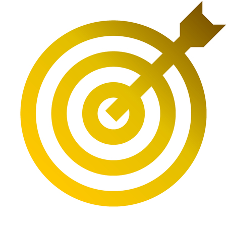 Target sign - golden gradient transparent with dart, isolated - vector illustrationのイラスト素材