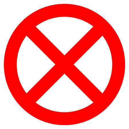 No sign - red thick simple, isolated - vector illustrationのイラスト素材