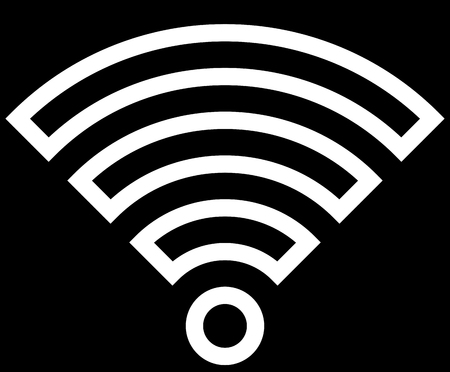 Wifi symbol icon - white outlined, isolated - vector illustrationのイラスト素材