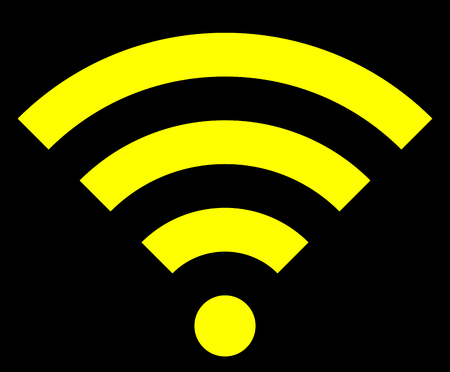 Wifi symbol icon - yellow simple, isolated - vector illustrationのイラスト素材