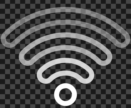 Wifi symbol icon - white outlined rounded transparent, isolated - vector illustrationのイラスト素材