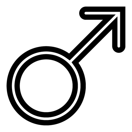 Male symbol icon - black thin rounded outlined, isolated - vector illustrationのイラスト素材