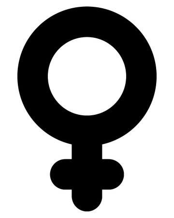 Female symbol icon - black thick rounded, isolated - vector illustrationのイラスト素材
