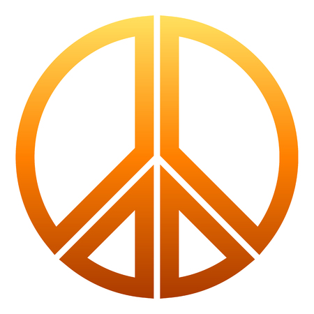 Peace symbol icon - orange simple gradient, segmented outlined shapes, isolated - vector illustrationのイラスト素材