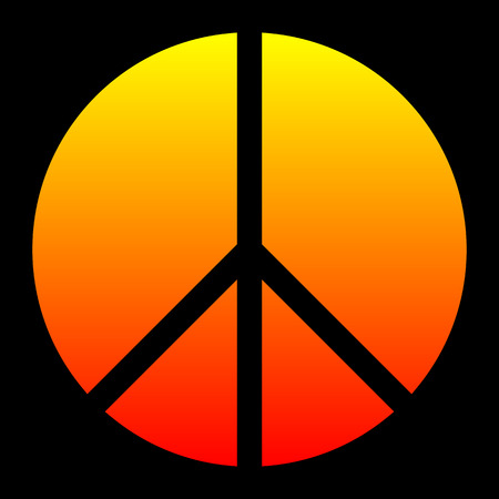 Peace symbol icon - yellow orange red simple gradient, warm light, segmented shapes, isolated - vector illustrationのイラスト素材