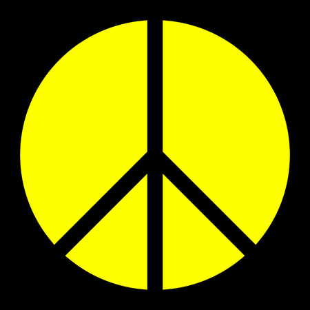 Peace symbol icon - yellow simple, segmented shapes, isolated - vector illustrationのイラスト素材