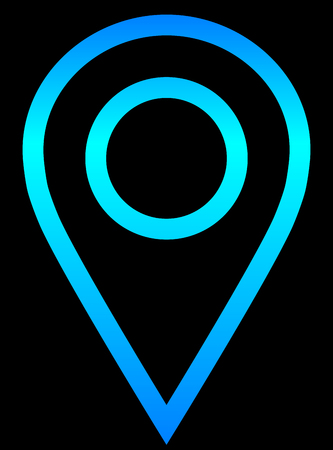 Pin point - cyan blue gradient, cold light, outlined, isolated - vector illustrationのイラスト素材