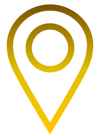 Pin point - golden gradient outlined, isolated - vector illustrationのイラスト素材