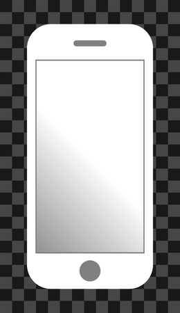 Smartphone icon - white with turned on white gradient screen, isolated - vector illustrationのイラスト素材