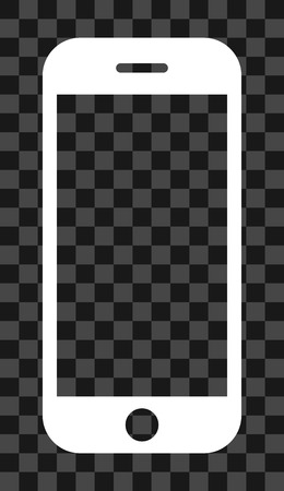 Smartphone icon sign - white, simple, isolated - vector illustrationのイラスト素材