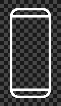 Smartphone icon symbol - white simple outlined, isolated - vector illustrationのイラスト素材