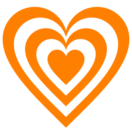 Heart target symbol icon - orange simple, isolated - vector illustrationのイラスト素材