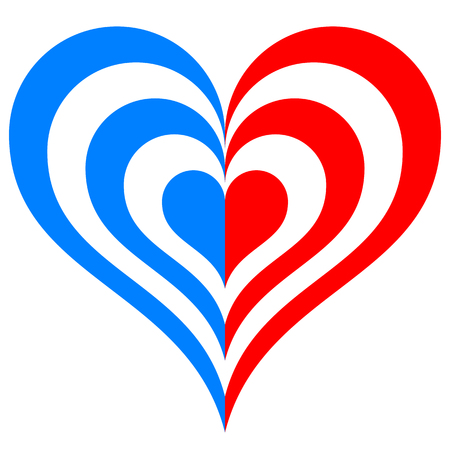Heart target symbol icon - red blue simple, isolated - vector illustrationのイラスト素材