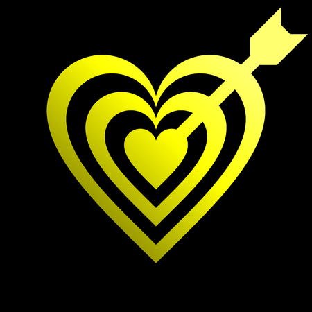 Heart target with arrow symbol icon - yellow gradient, isolated - vector illustrationのイラスト素材