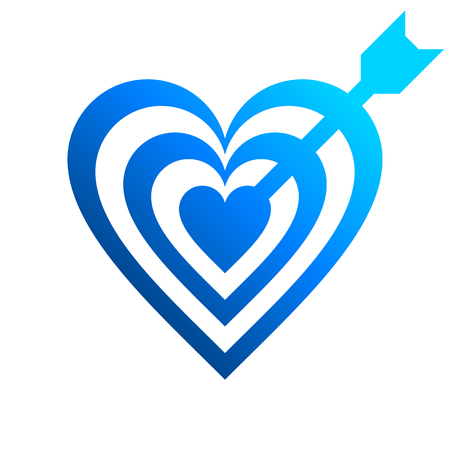 Heart target with arrow symbol icon - blue gradient, isolated - vector illustrationのイラスト素材
