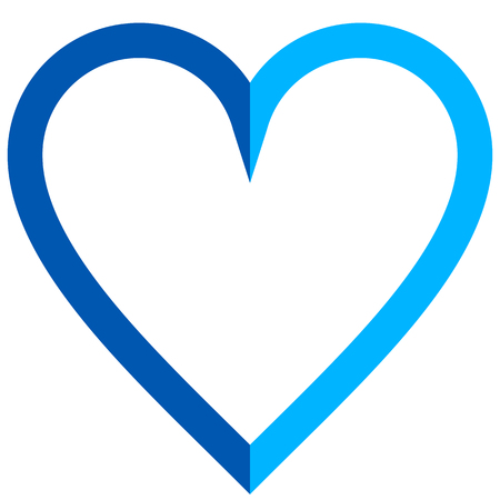 Heart symbol icon - blue simple outlined, isolated - vector illustrationのイラスト素材