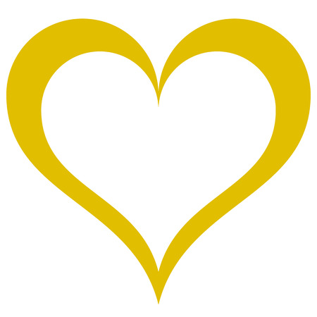 Heart symbol icon - golden simple outlined, isolated - vector illustrationのイラスト素材