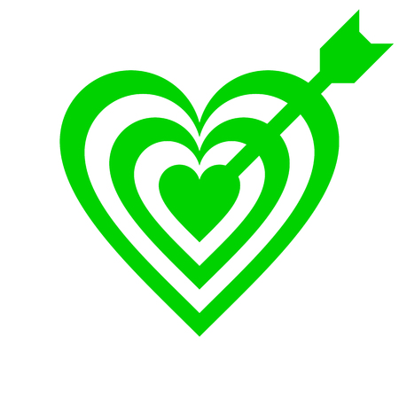 Heart target with arrow symbol icon - green simple, isolated - vector illustrationのイラスト素材