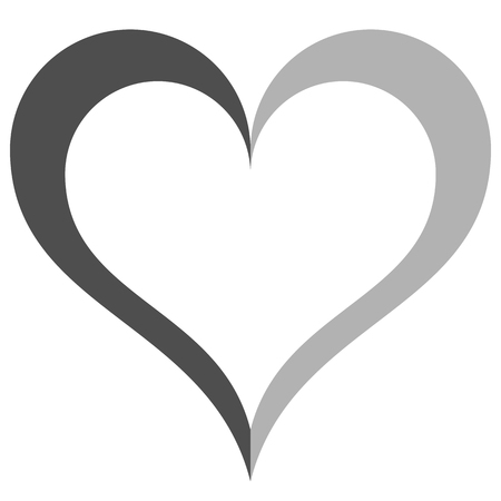 Heart symbol icon - medium gray simple outlined, isolated - vector illustrationのイラスト素材