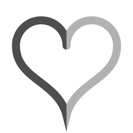 Heart symbol icon - medium gray simple outlined, isolated - vector illustrationのイラスト素材
