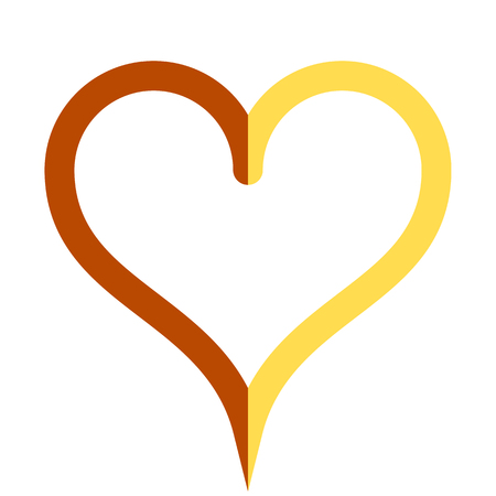 Heart symbol icon - orange simple outlined, isolated - vector illustrationのイラスト素材