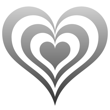 Heart target symbol icon - medium gray gradient, isolated - vector illustrationのイラスト素材