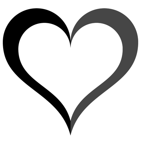 Heart symbol icon - black simple outlined, isolated - vector illustrationのイラスト素材